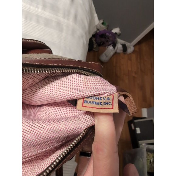 Dooney & Bourke Signature Beige Brown Double Lock Pocket Medium Satchel Bag - Picture 10 of 13